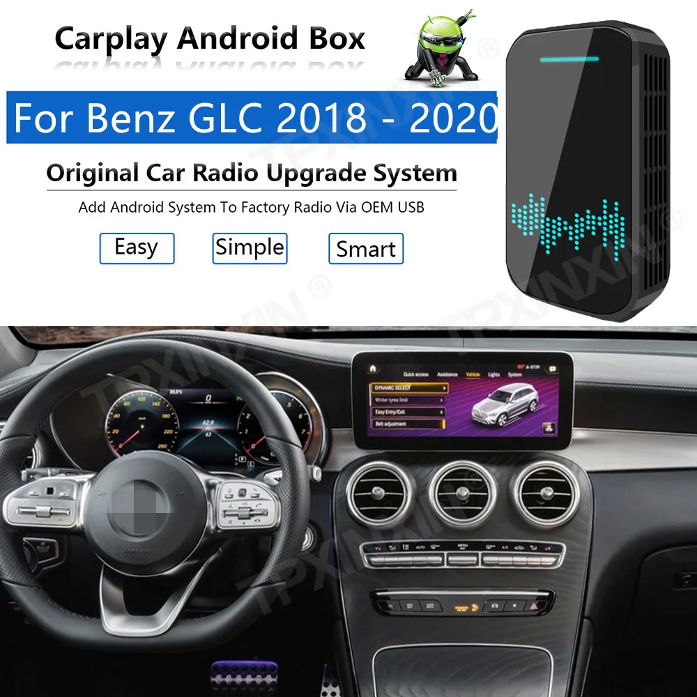 Актуализация на Радио Carplay Android Авто Аудио Benz GLC 2018-2020 Apple Безжична AI Box Автомобилен Мултимедиен Плейър GPS Navi блок