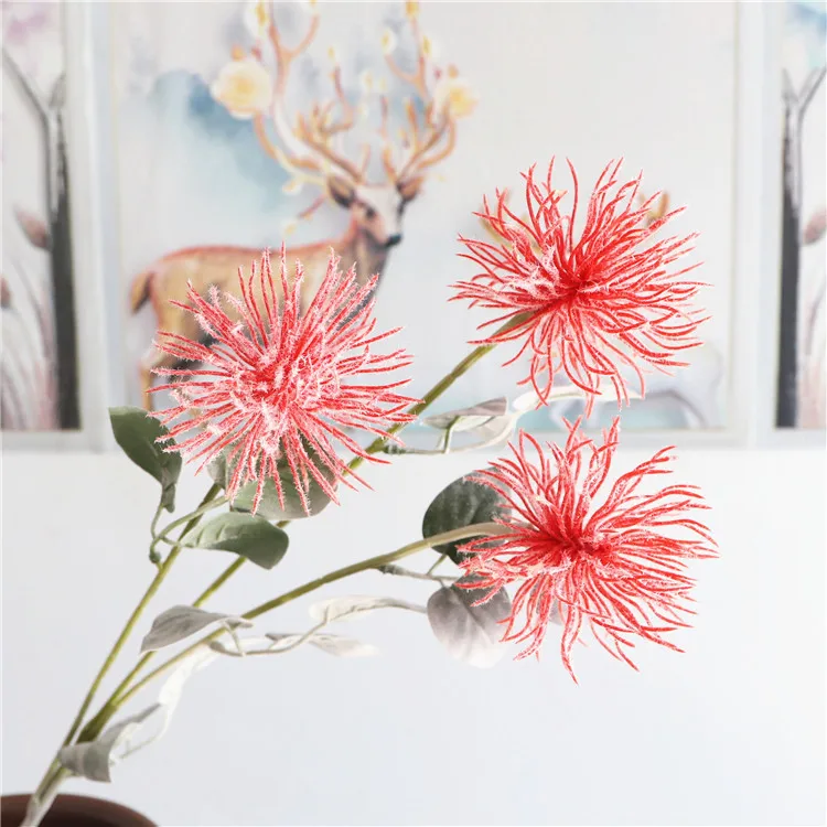 3 вилици Имитация на морски таралеж нов необичайно цвете изкуствено растение за дома партита на изкуствени цветя, Дисплей фалшив растение