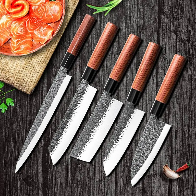 Ножът на главния готвач Подправени Професионални Японски Кухненски Ножове Ковани Высокоуглеводные мелачка за месо От Неръждаема Стомана За Почистване на Зеленчуци на Риболовния Нож