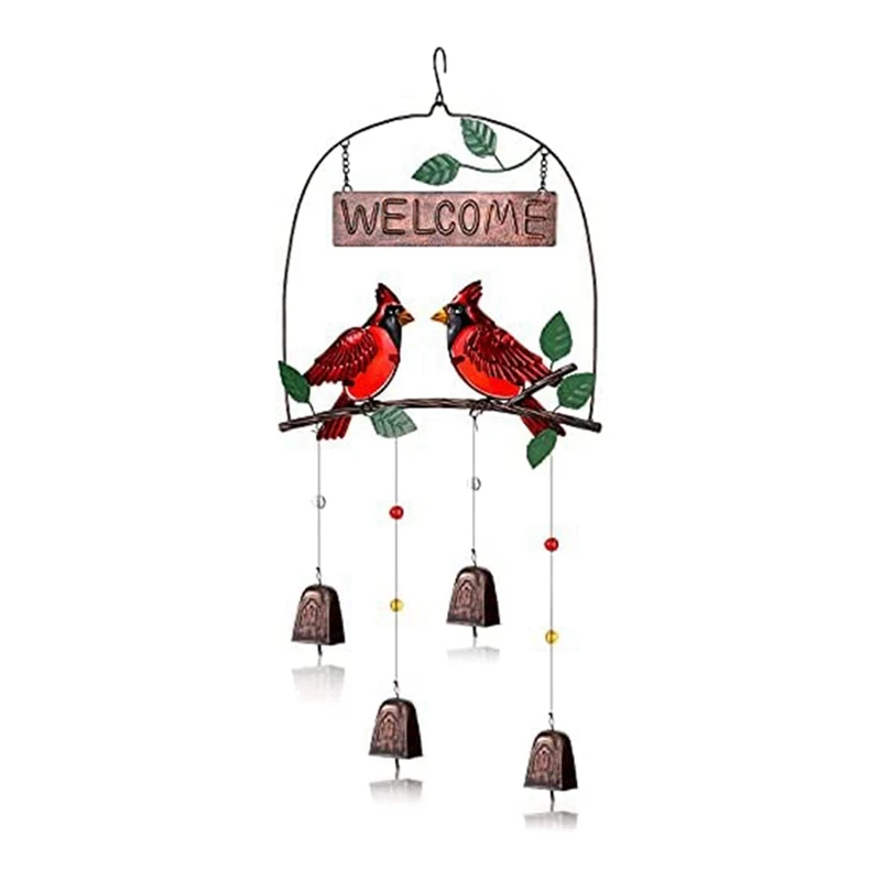 1 БР. Red Bird Звънец Камбанка Открит Висящ Къща Декор Коледна Украса Изображение 0 