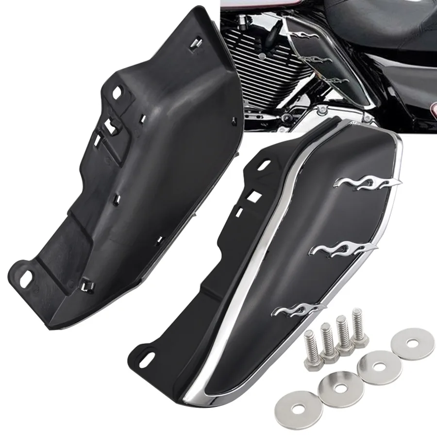 Черни Въздушен Дефлектор Средна Рама на Мотоциклет С Винтове и Болтове на Капака Теплозащитного на екрана на Двигателя За Модела на Harley Touring Trike 2009-2016
