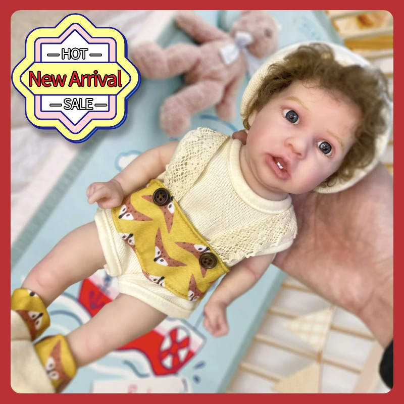 Нова 33 СМ Кукла Реборн Бейби Готова Силиконова Кукла за Цялото Тяло Оригинала от Силикон Saskia Bebe Бебето с Отворени Очи Изрисувани Кукли за Деца
