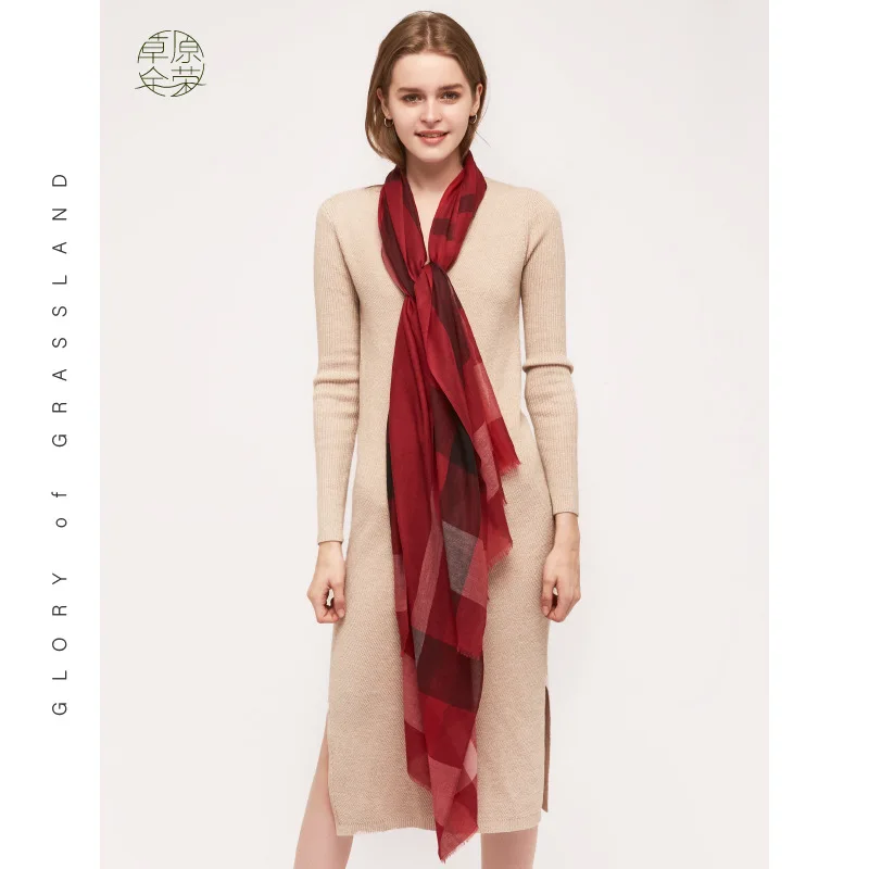 2021 нов камвольный лек британски стил, женски вълнен шал, подходящ по цвят, по-голямата решетчатая термална шал, шал, двойка, шал с пискюли Изображение 0 
